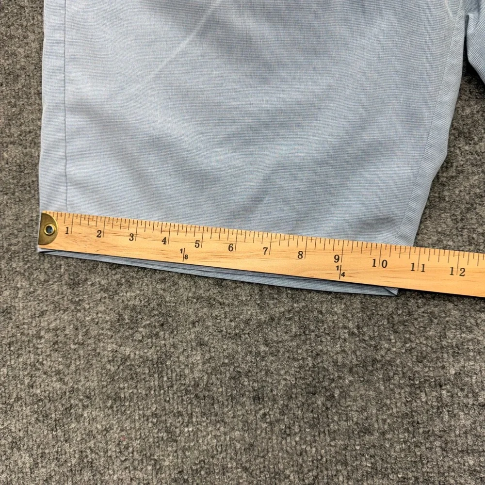 TravisMathew Beck Mens 35 Golf Shorts Light Blue Micro Check Performance Stretch